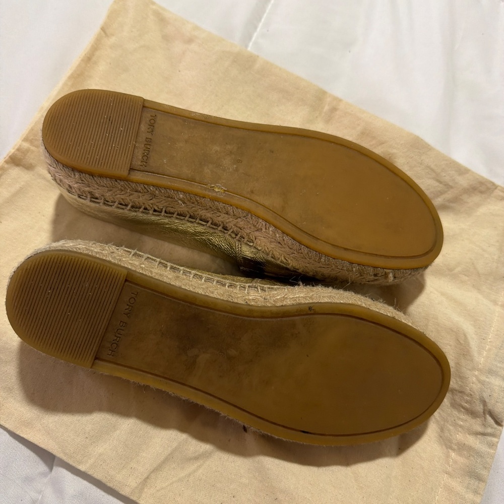 Tory Burch Ines Metallic Leather Platform Espadrilles - Picture 2 of 8